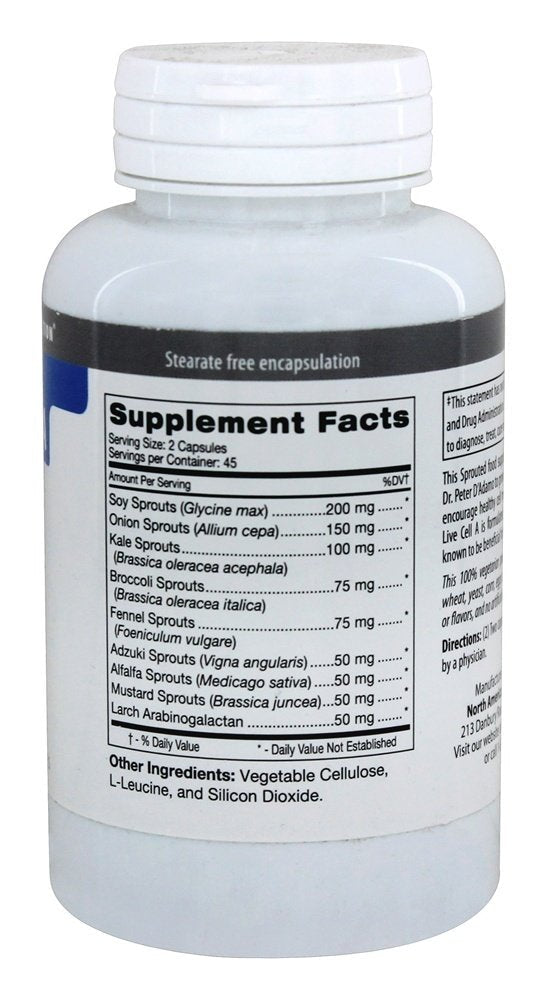 D'Adamo Personalized Nutrition - Live Cell A 90 vcaps | Sprouted Nutrition for Type A