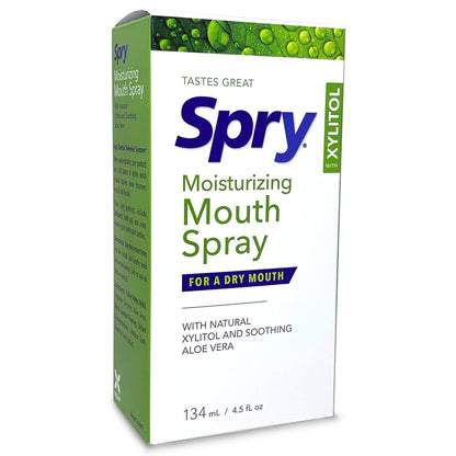 Spry Natural Xylitol Dry Mouth Spray – On-The-Go Spearmint, Non-GMO, Gluten-Free (Pack of 2, 4.5 fl oz)