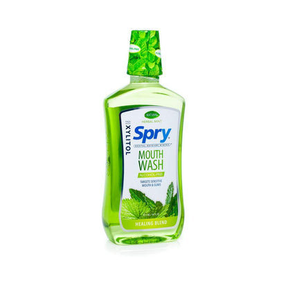 Spry Natural Xylitol Mouthwash - Fluoride Free, Enamel Support, Alcohol-Free (16 fl oz x 2)