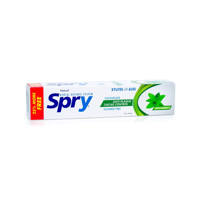 Spry Natural Xylitol Toothpaste 5oz – Fluoride Free, Gentle for Sensitive Teeth, Spearmint