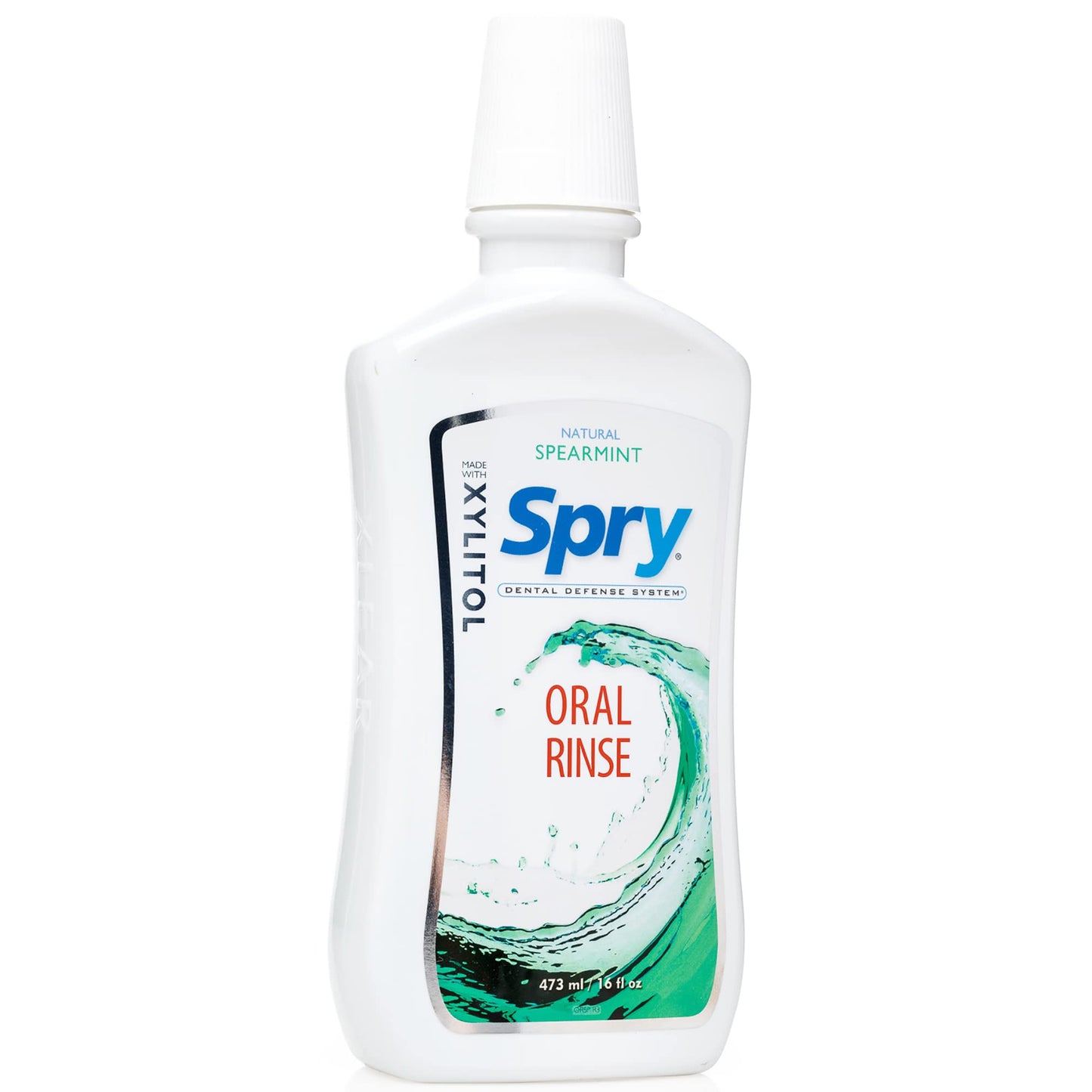 Spry Natural Xylitol Mouthwash Fluoride Free with Enamel Support – Spearmint (16 oz, Pack of 2)
