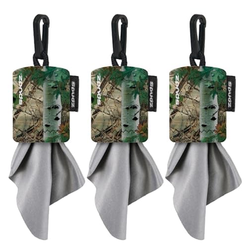 SPUDZ Classic Microfiber Lens Cleaner – Clip-On Pouch, 6x6 in, Alpine Mountain Camo (3-Pack)
