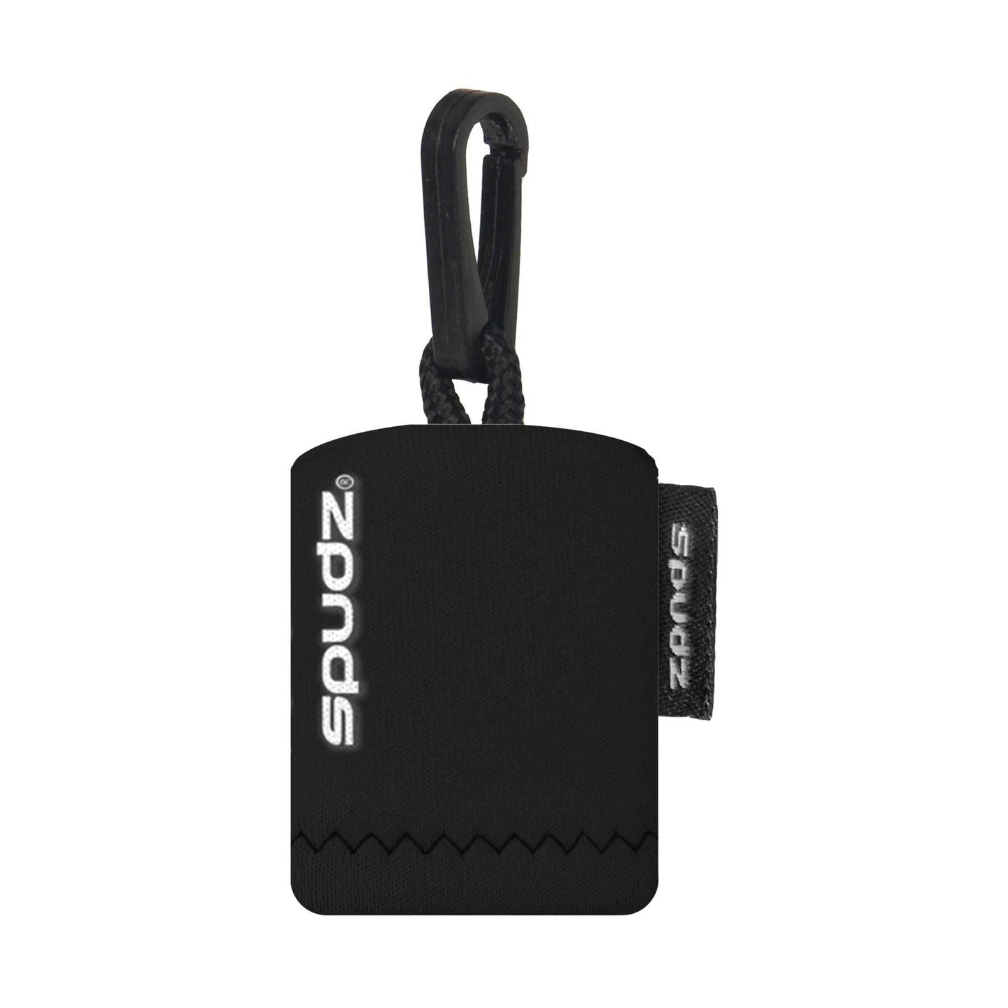 SPUDZ Classic Microfiber Lens Cleaner – Clip-On Pouch, Washable – 6x6in, Black
