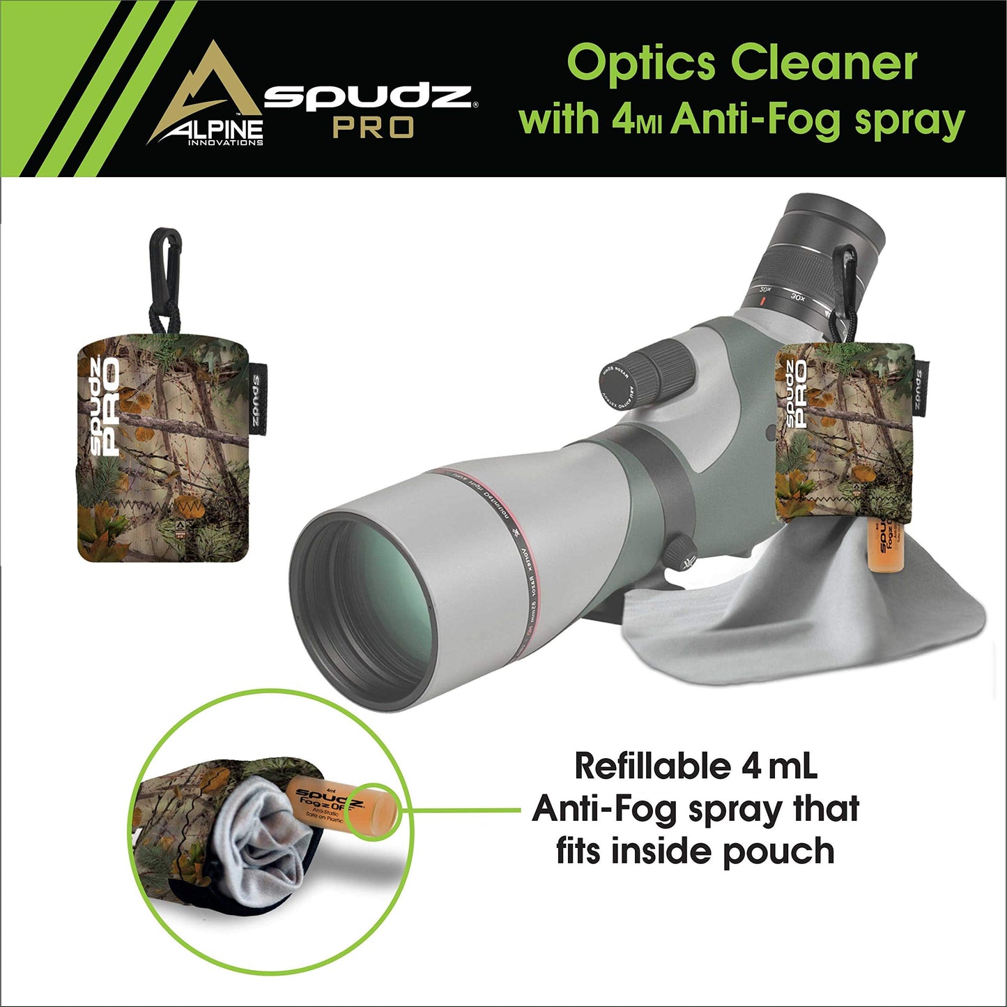 SPUDZ Pro | 10\" x 10\" Microfiber Cloth Screen & Lens Cleaner with 4ml Bottle