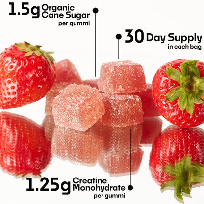 SquatGummi Creatine Monohydrate Gummies – 5g per Serving, Strawberry
