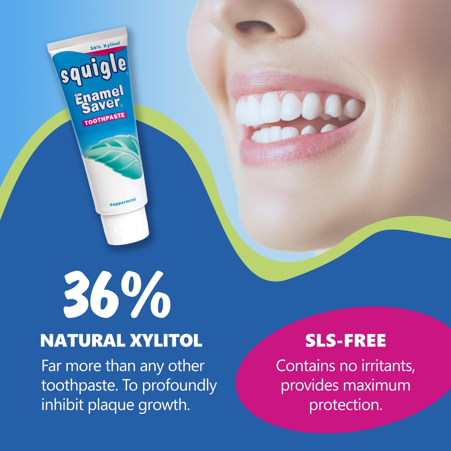 Squigle Enamel Saver Toothpaste – 36% Xylitol, Fluoride, SLS Free | Canker Sores & Bad Breath
