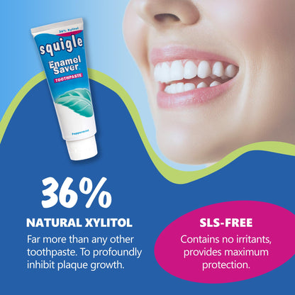 Squigle Enamel Saver Toothpaste (6 Pack) – SLS-Free, 36% Xylitol, Canker Sore Prevention