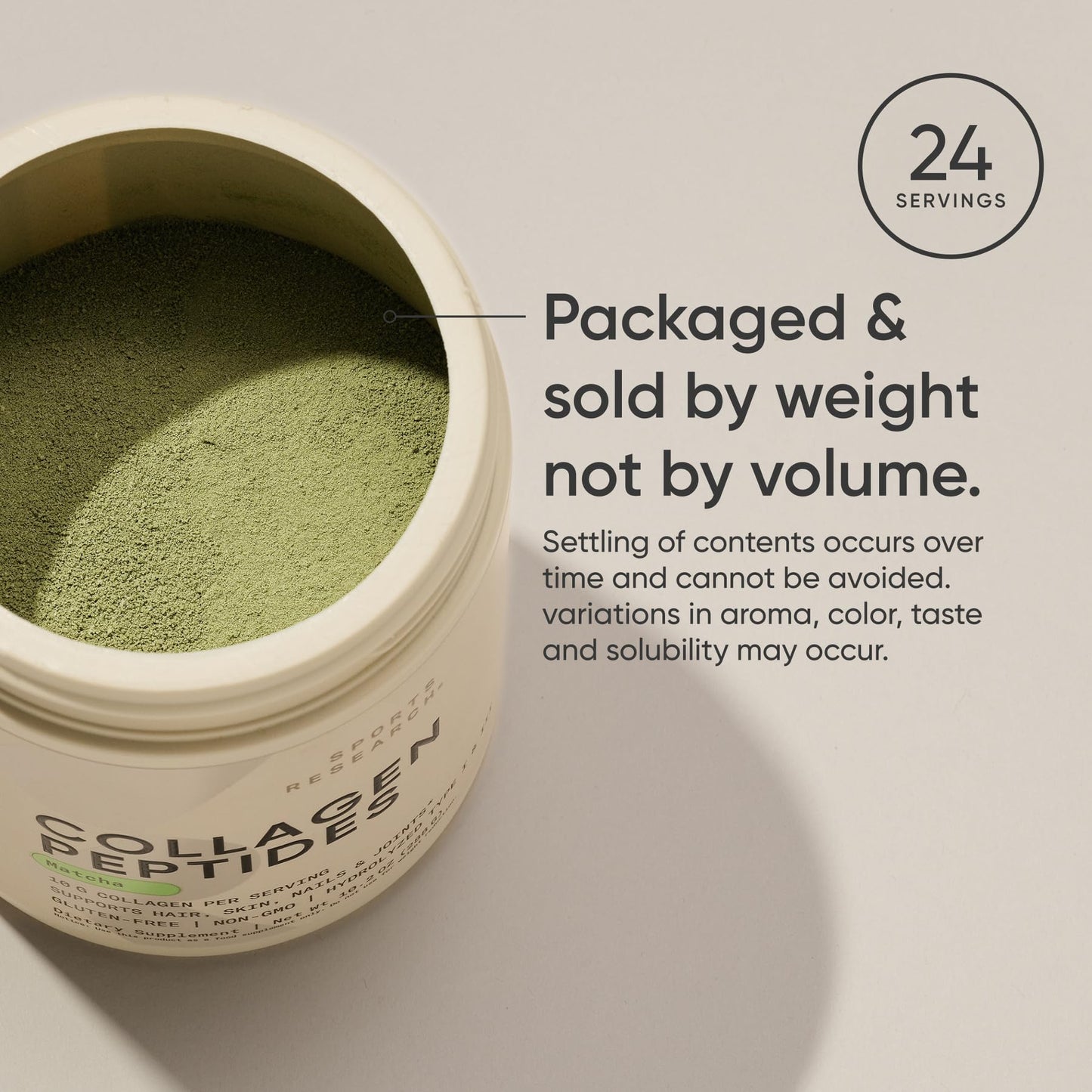 Sports Research Collagen Peptides + Organic Matcha – Gluten Free, Non-GMO