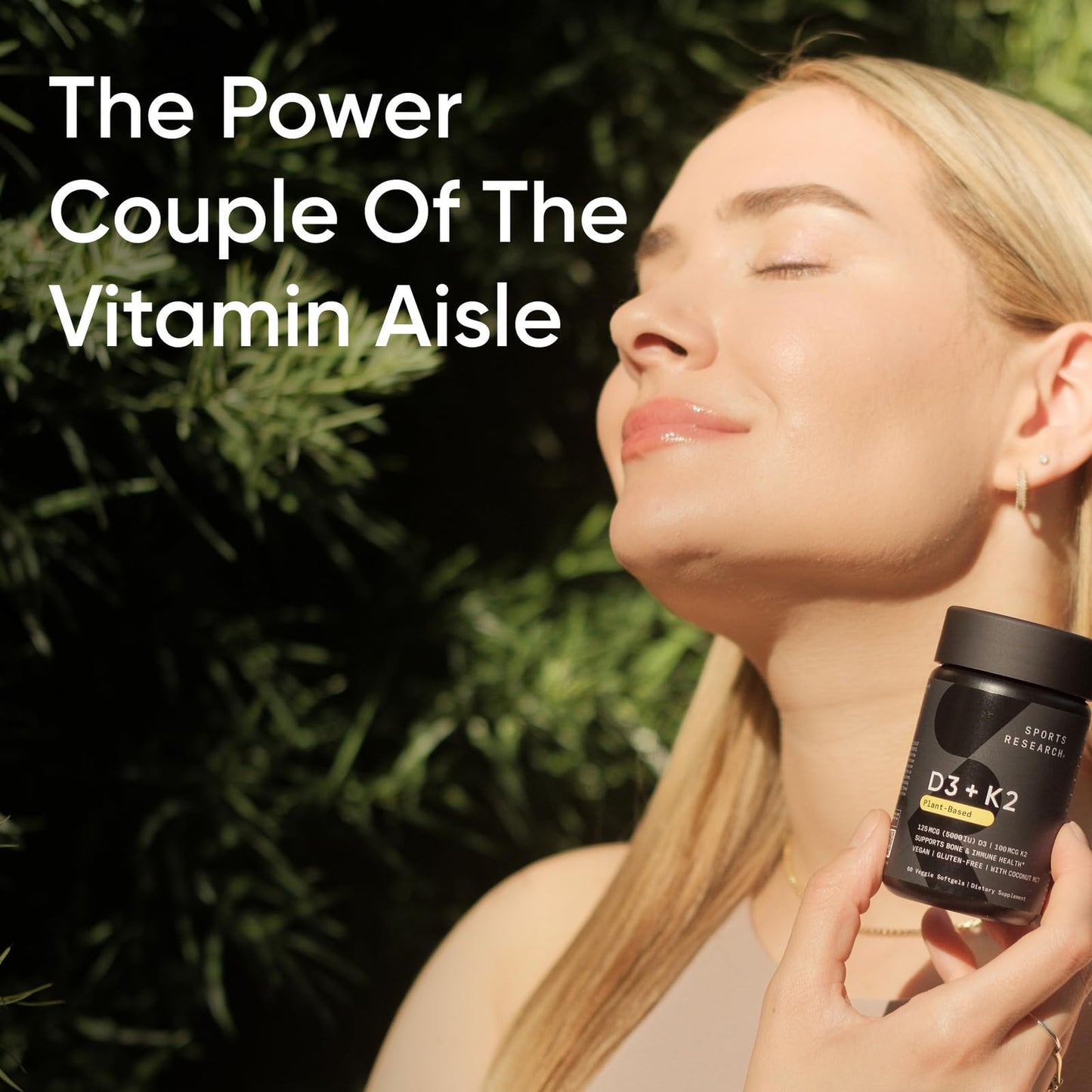 Sports Research Vitamin D3 + K2 5000 IU Plant-Based, Vegan, Non-GMO – MK-7, 160 Softgels