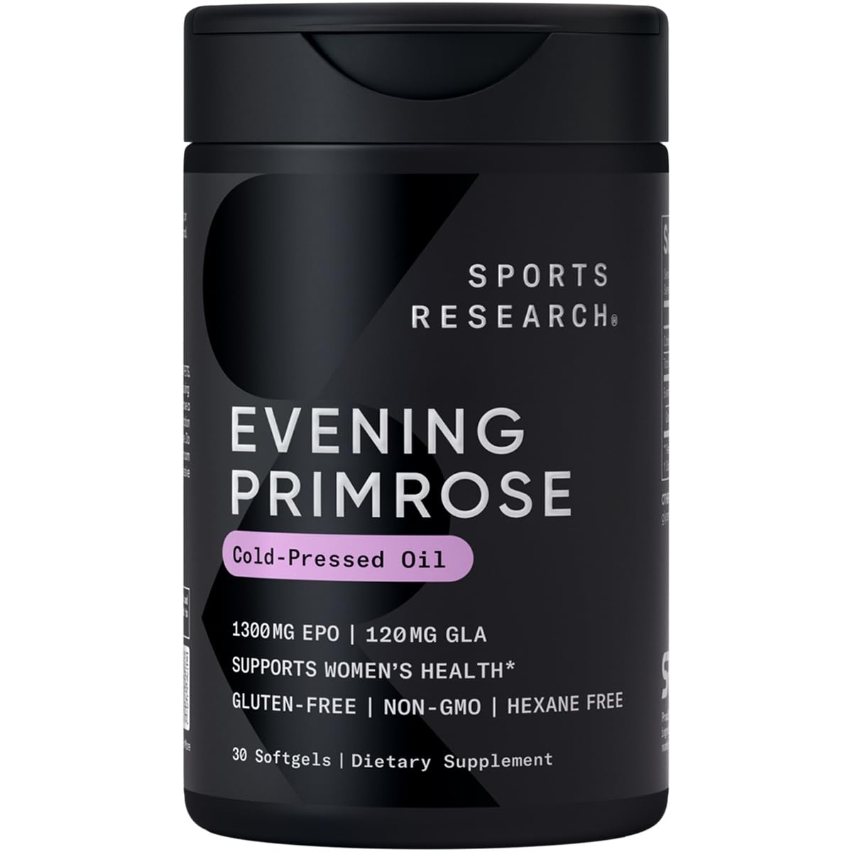 Sports Research Evening Primrose Oil Softgels - High Potency 1300mg (30 Count) | Women’s Health & Skin Health