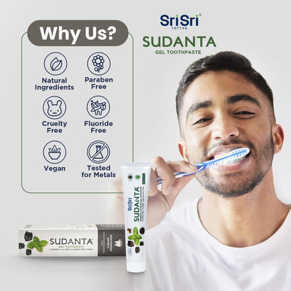 Sri Sri Tattva Sudanta Charcoal Toothpaste Gel – Herbal, SLS & Fluoride Free