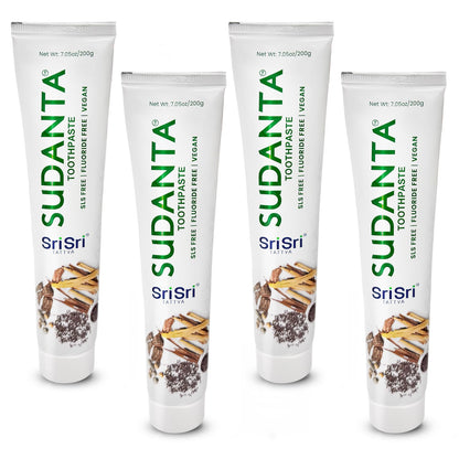 Sri Sri Tattva Sudanta Herbal Toothpaste – SLS Free & Fluoride Free Ayurvedic (200 g Pack of 4)