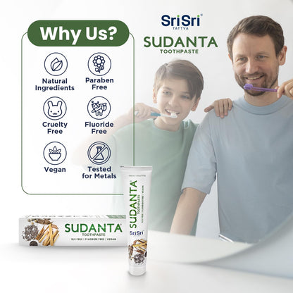 Sri Sri Tattva Sudanta Herbal Toothpaste – SLS Free & Fluoride Free Ayurvedic (200 g Pack of 4)