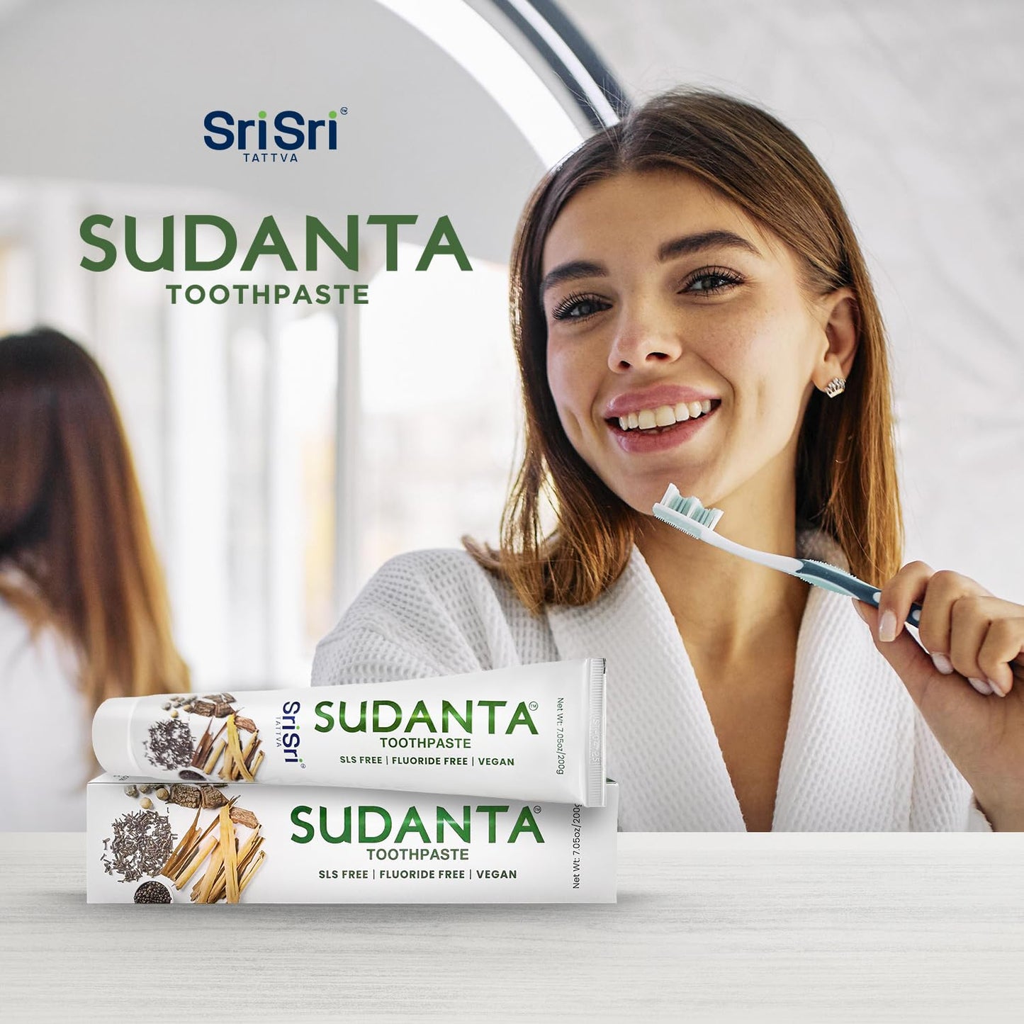 Sri Sri Tattva Sudanta Herbal Toothpaste – SLS Free & Fluoride Free Ayurvedic Toothpaste 200 g (3 Pack)
