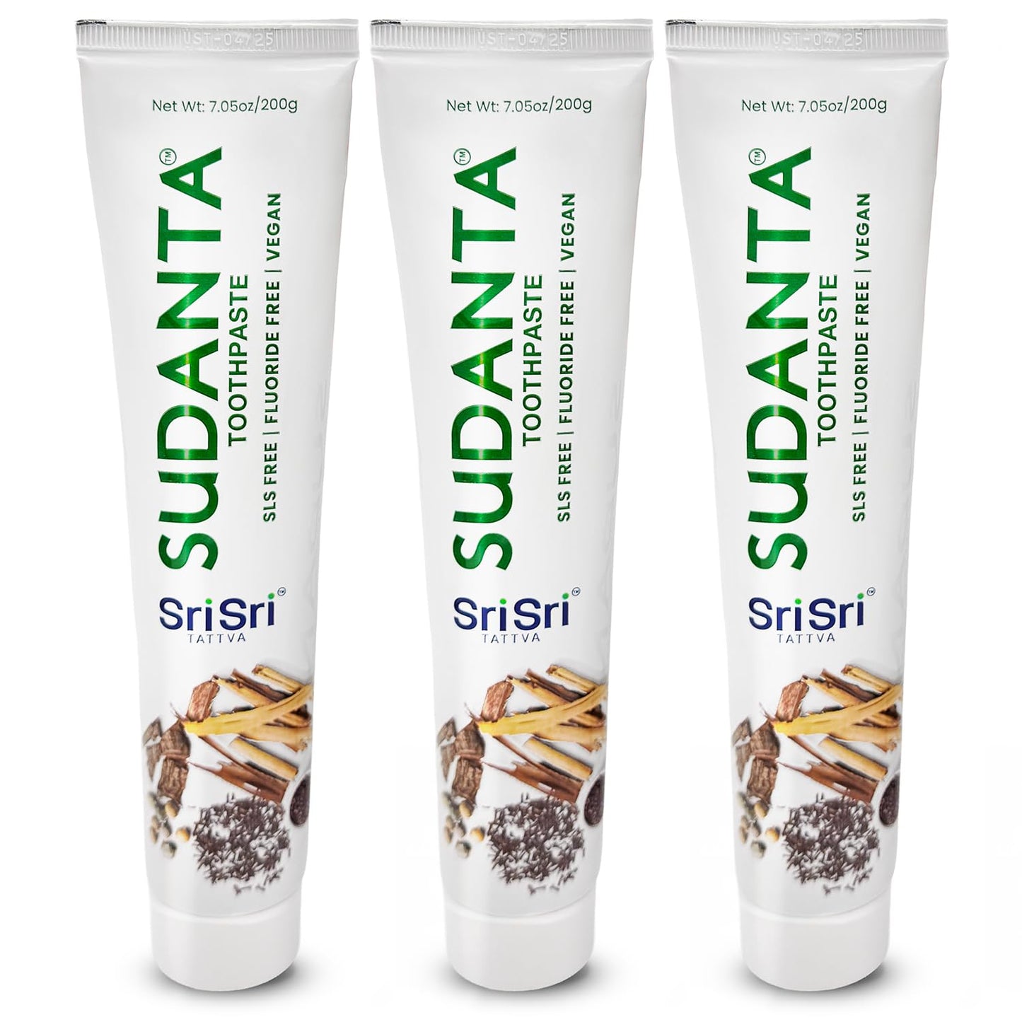 Sri Sri Tattva Sudanta Herbal Toothpaste – SLS Free & Fluoride Free Ayurvedic Toothpaste 200 g (3 Pack)