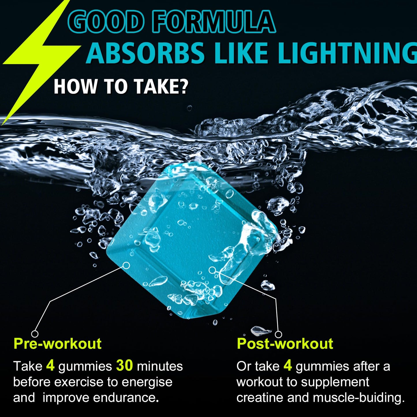 SSGP Creatine Monohydrate Gummies – Blueberry, 120ct with L-Taurine & B12 (Vegan, Sugar-Free)
