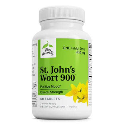 Terry Naturally St John's Wort 900-60 Tablets – Full Clinical Dose (Non-GMO, Vegan, Gluten Free)