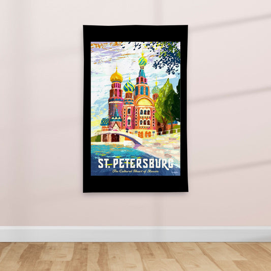 St Petersburg - Vintage Travel poster - Textile Poster