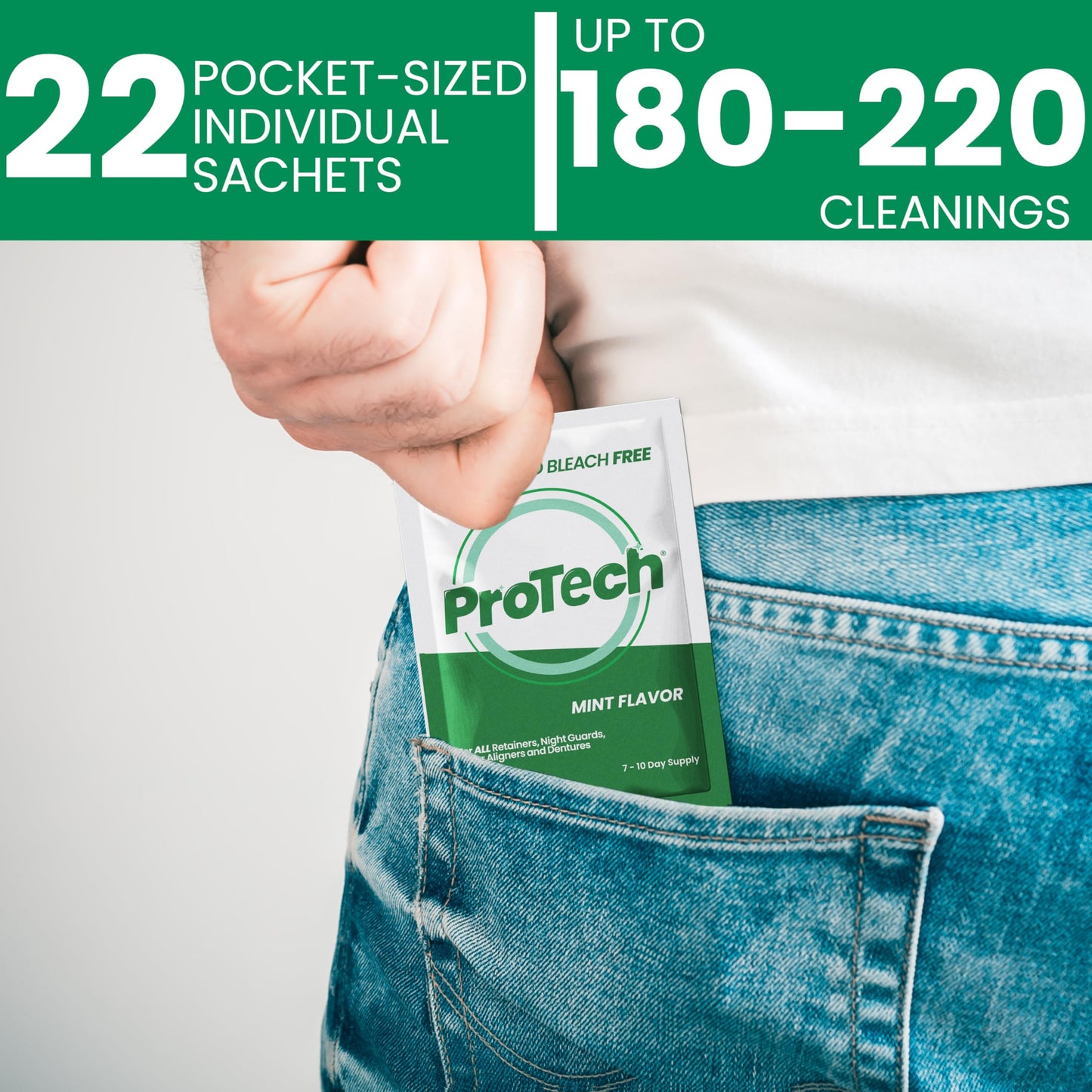 Pro Tech Retainer Cleaner – 180-220 Cleanings (0.17/Cleaning) – 22 Pack