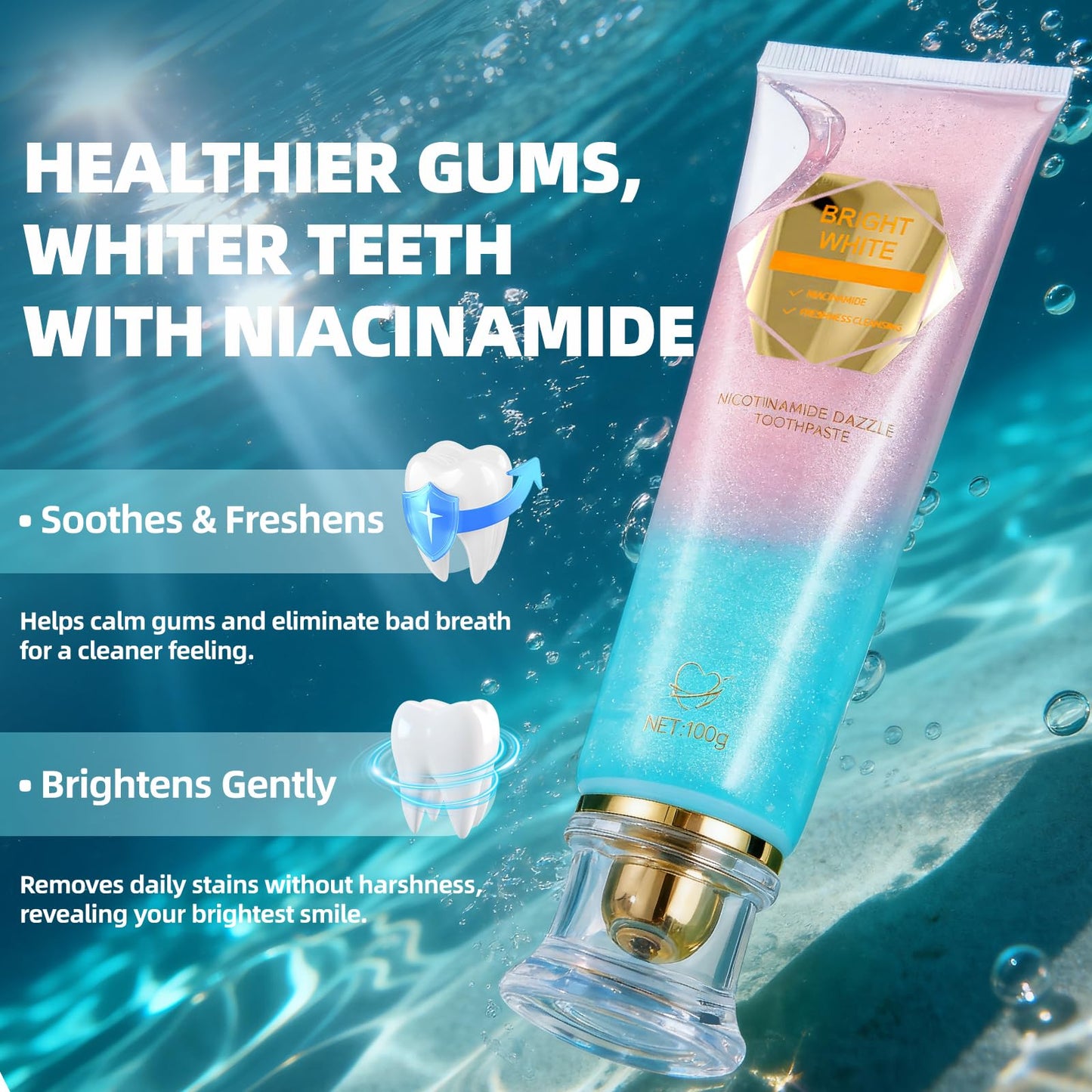 Niacinamide Whitening Toothpaste - Fluoride-Free, Gentle on Sensitive Teeth - 3.53 oz