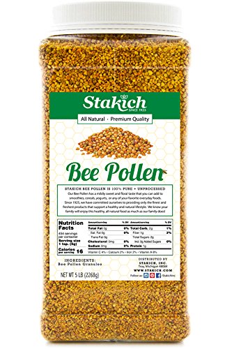 Stakich Bee Pollen Granules – 5 Pound, Pure & All-Natural