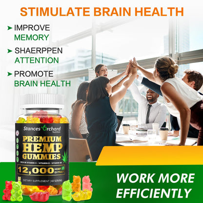 STANCES ORCHARD Hemp Gummies - Advanced Extra Strength, 60 Count, Vegan & Organic