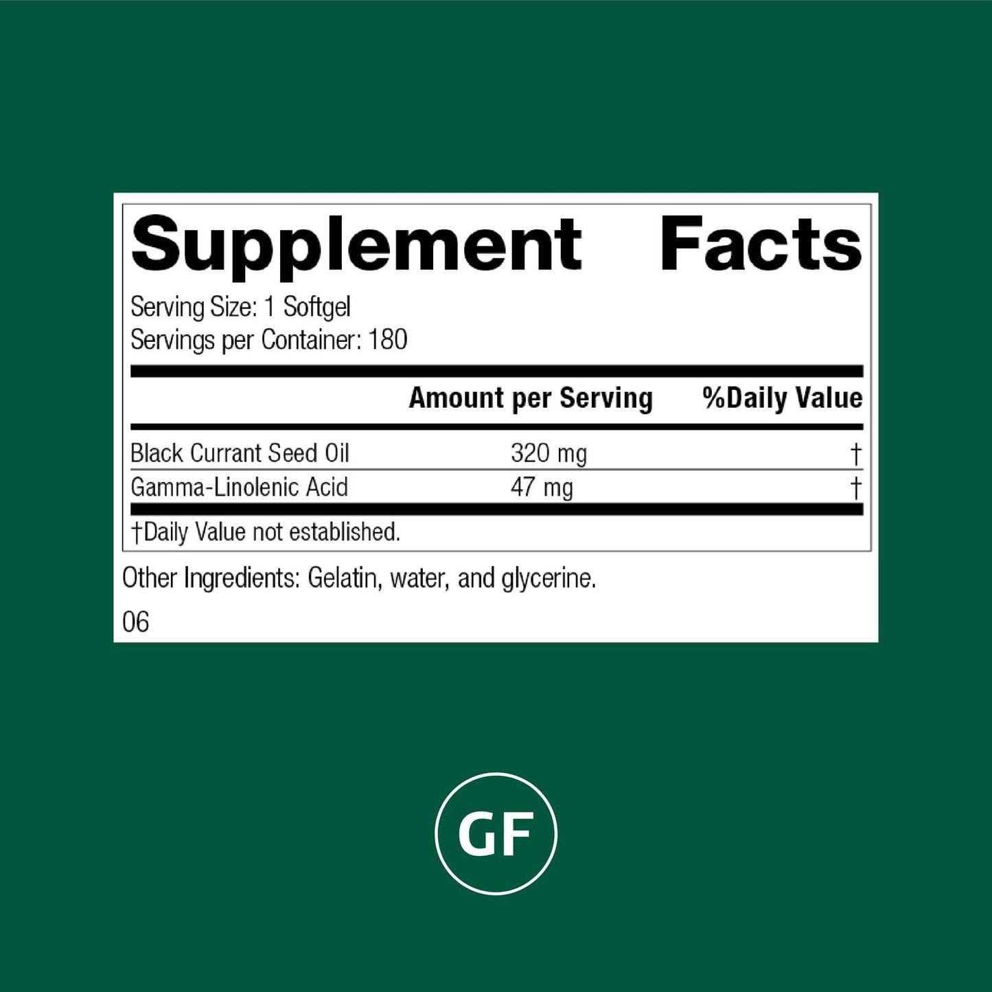 Standard Process Black Currant Seed Oil Dietary Supplement – Gluten-Free Immune & Tissue Support | 180 Softgels