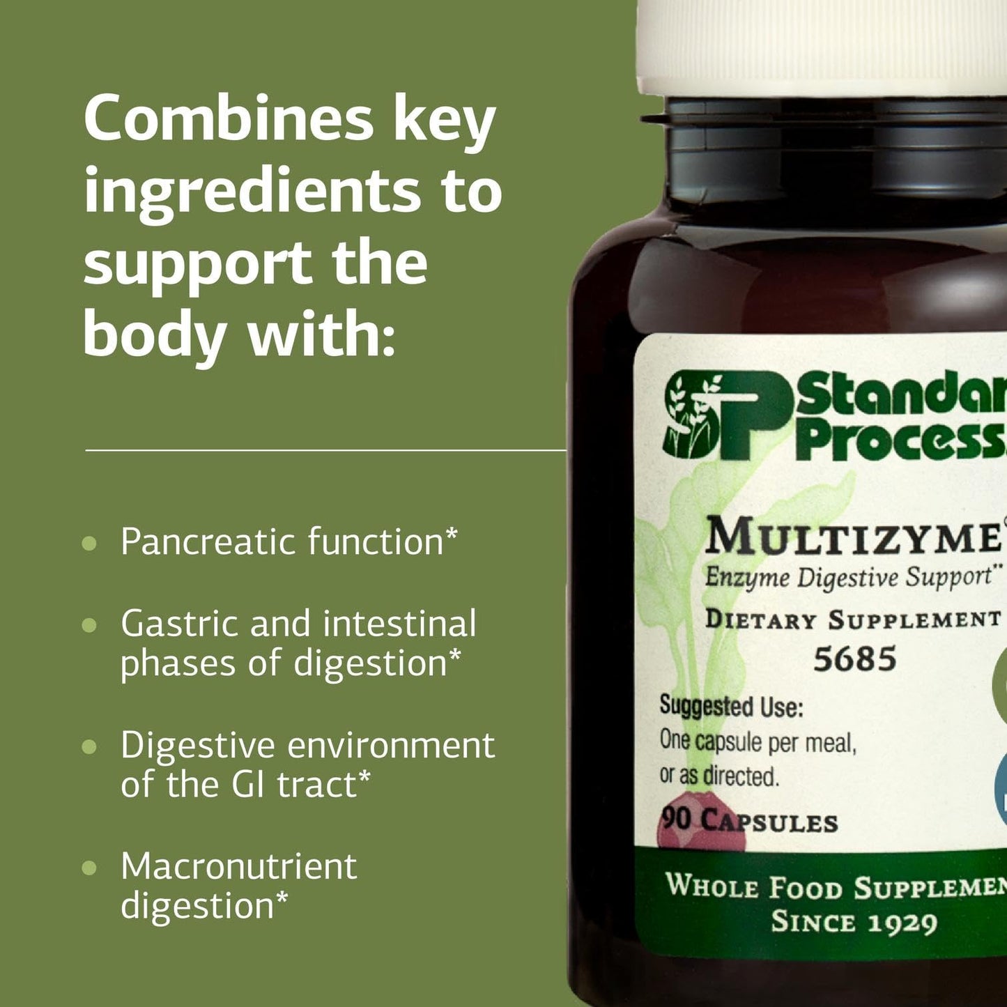 Standard Process Multizyme - Whole Food Pancreas Support & Digestive Enzymes (90 Capsules)