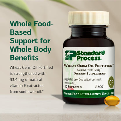 Standard Process Wheat Germ Oil Fortified - Immune Support & Antioxidant Vitamin E | 80 Softgels
