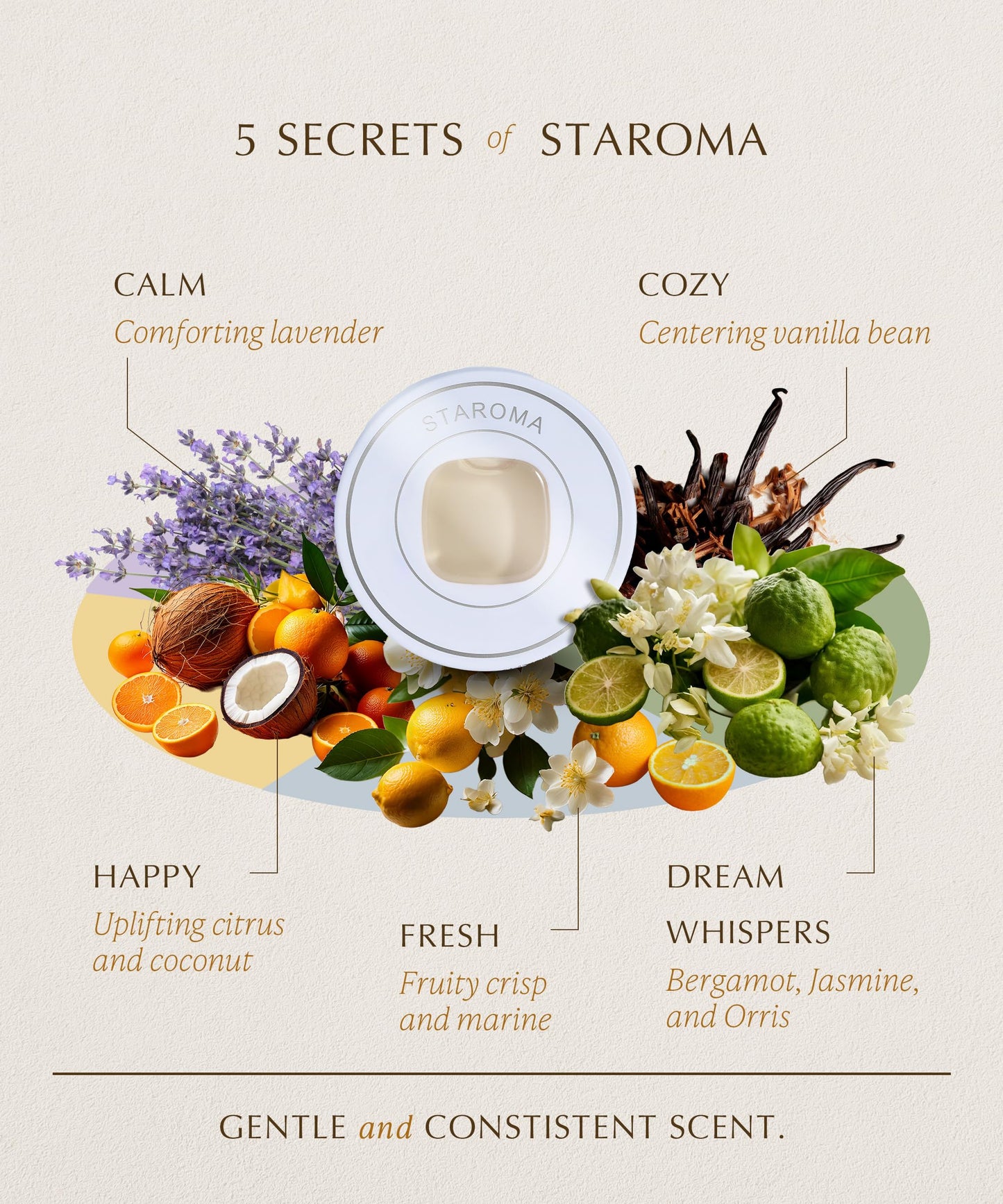 STAROMA Waterless Diffuser for Sleep – 30-Day Starter Kit | Cordless, Rechargeable Mini Aromatherapy for Small Rooms