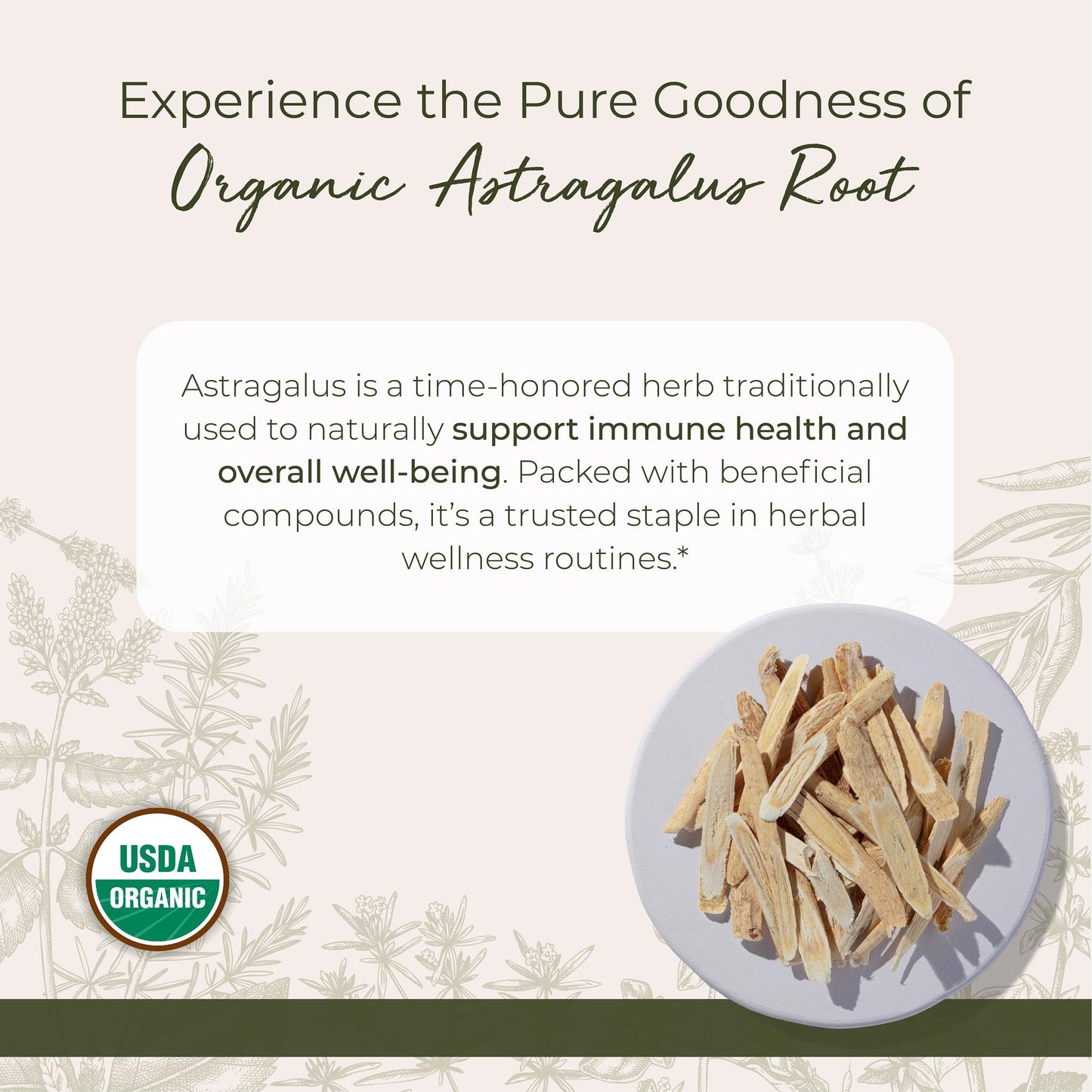 Starwest Botanicals Organic Astragalus Root Sliced – Dried Herb for Tea, Kosher & Non-GMO (4 oz Pouch)