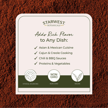 Starwest Organic Cayenne Pepper Powder 35k HU — 1 lb Bulk | Kosher, Non-GMO