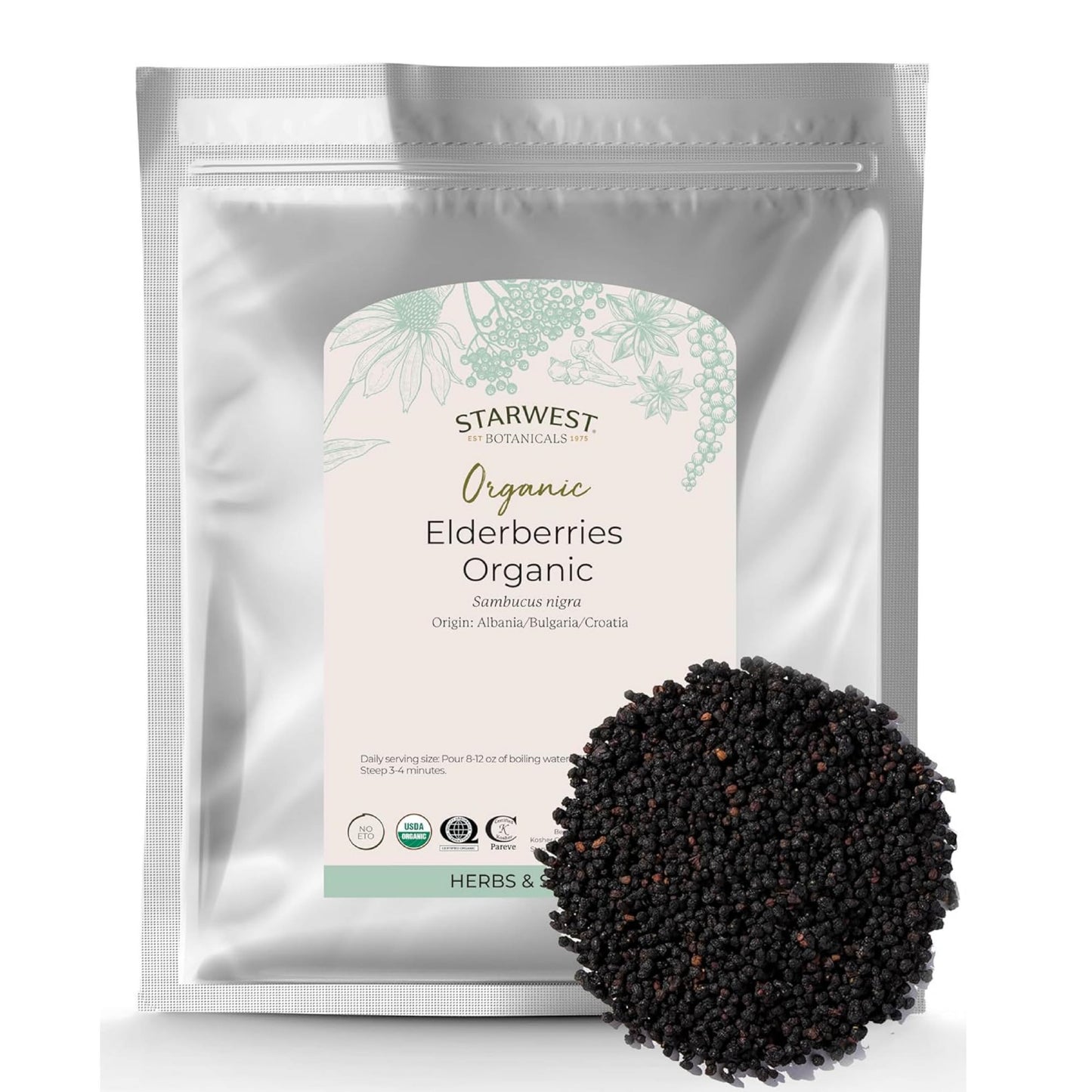 Starwest Botanicals Organic Elderberries – Dried Elderberries for Tea, Syrup & Jam (2 lb Bulk)