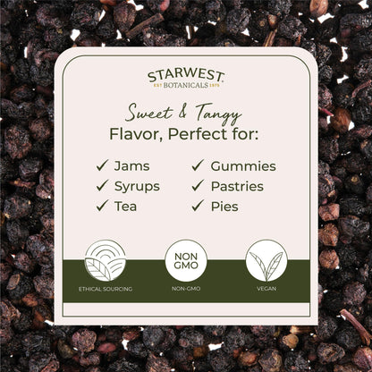 Starwest Botanicals Organic Elderberries – Dried Elderberries for Tea, Syrup & Jam (2 lb Bulk)