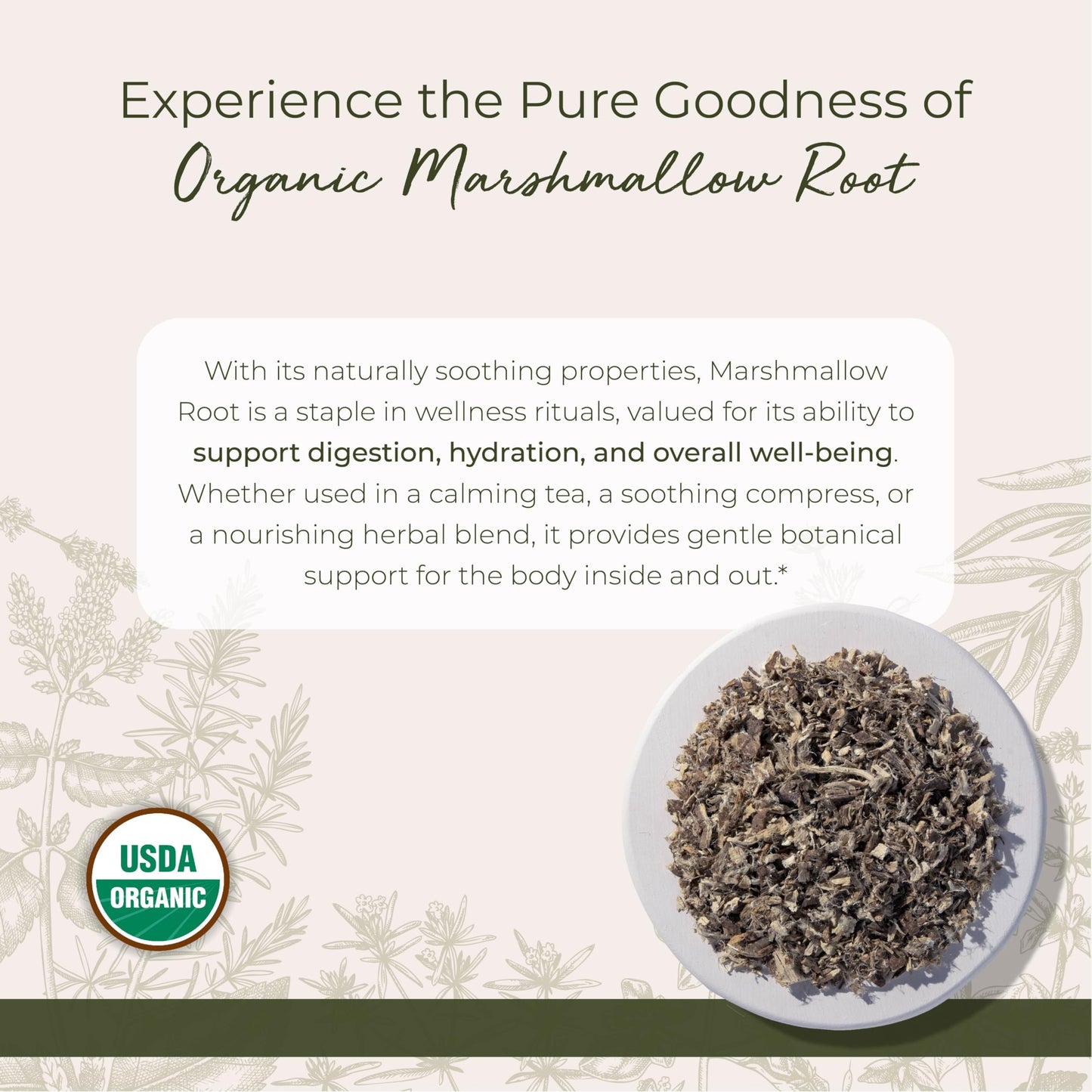 Starwest Botanicals Organic Marshmallow Root – Dried Herb for Tea, Kosher & Non-GMO – 4 oz Pouch