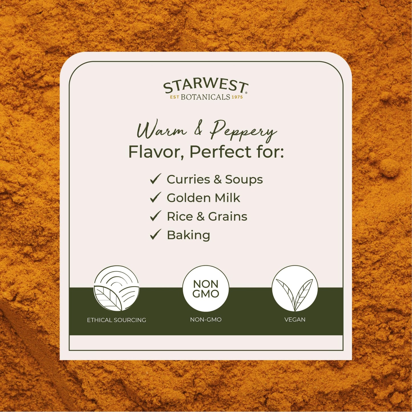 Starwest Organic Ground Turmeric Root Powder – 2 lb Bulk, Kosher, Non-GMO, Curcumin