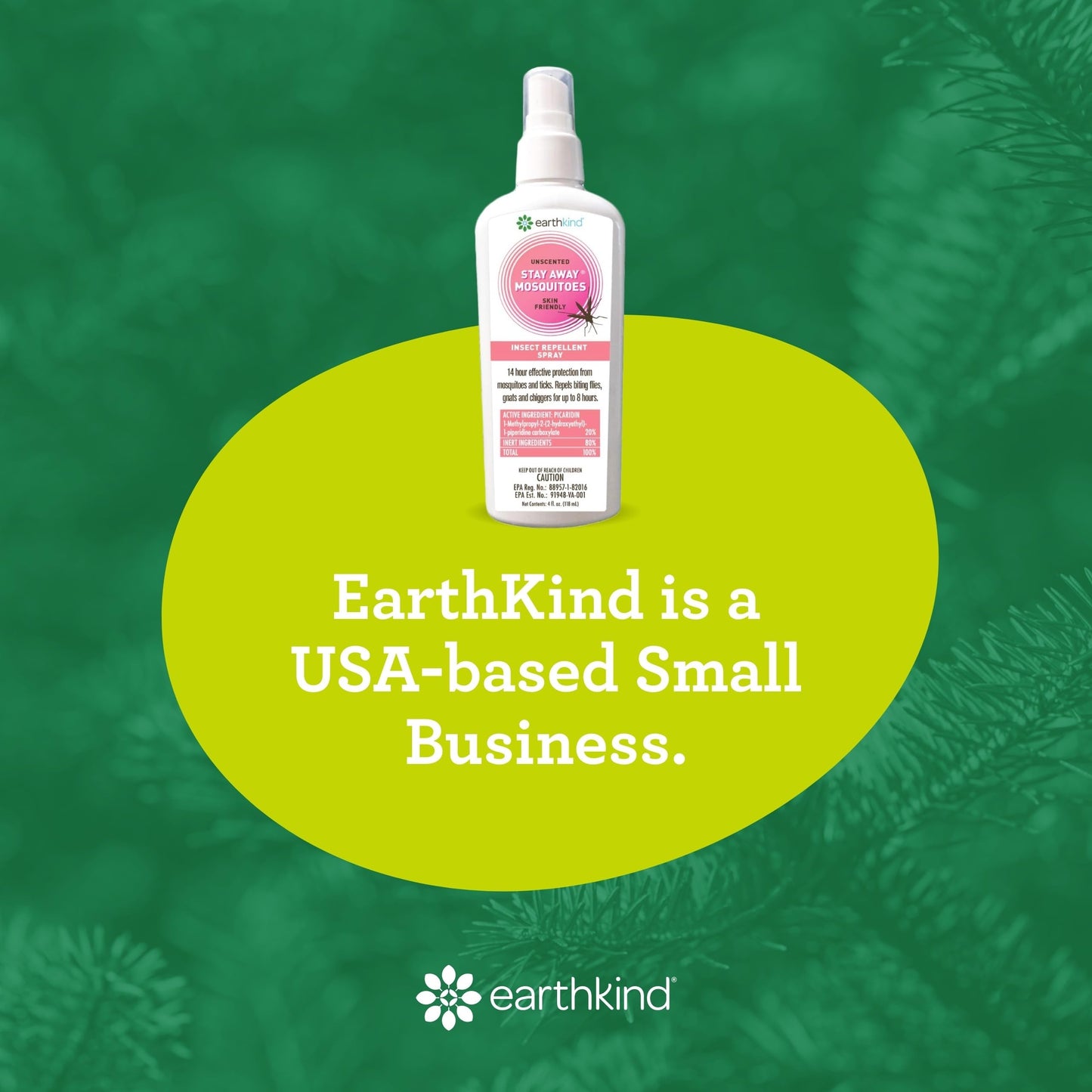 EarthKind Stay Away Mosquito Insect Repellent – Plant-Based, Unscented Picaridin (4-Oz) 2-Pack