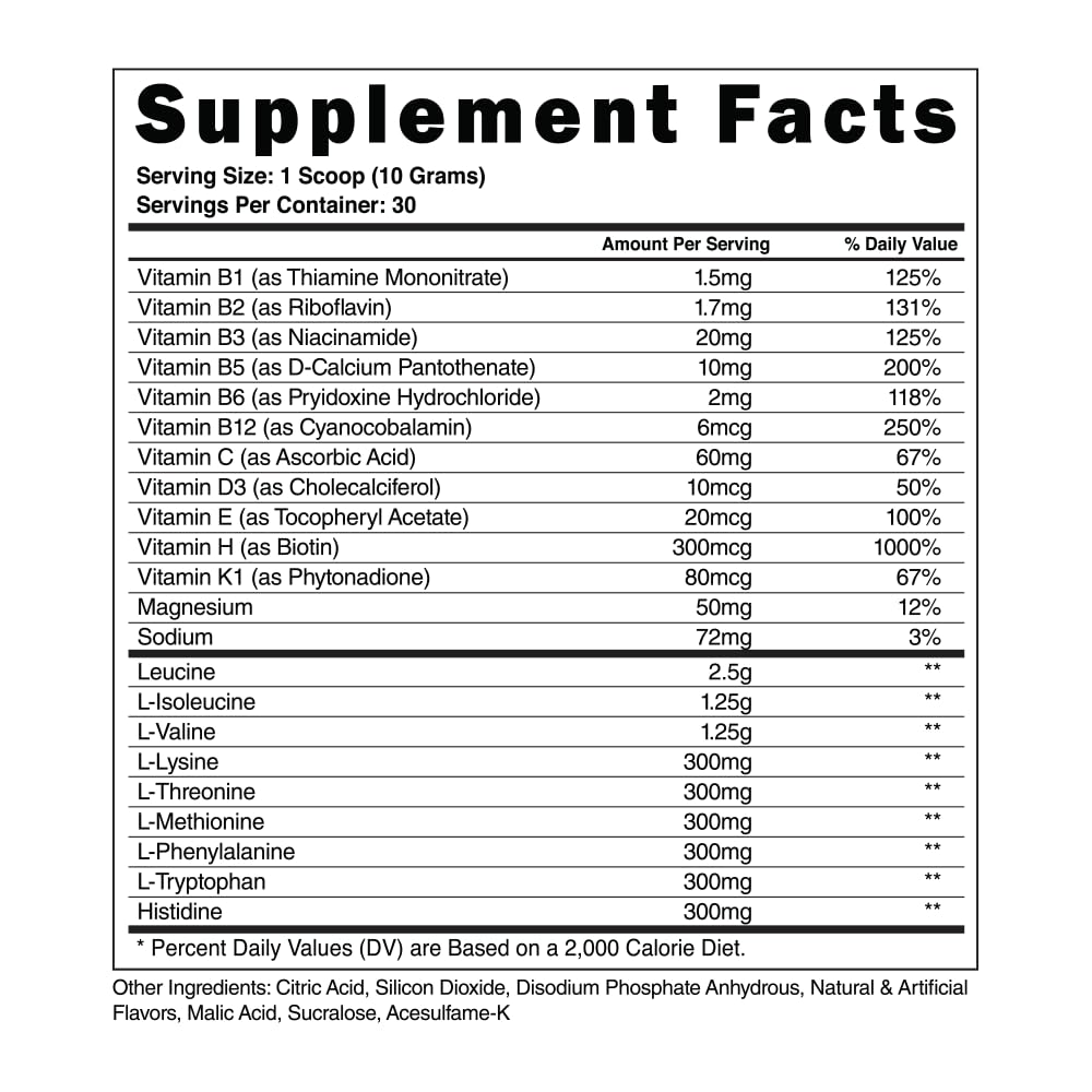 Steel Supplements BCAA EAA Powder Kiwi Strawberry | 2:1:1 for Lean Muscle & Endurance
