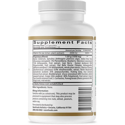 StemAlive - Promotes Stem Cell Nutrition, Function & Health, 90 Capsules, from 100% Natural Sources