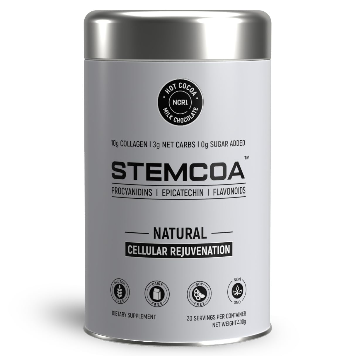 Stemcoa NCR1 - Natural Cellular Renewal & Rejuvenation | Collagen Powder, Milk Chocolate