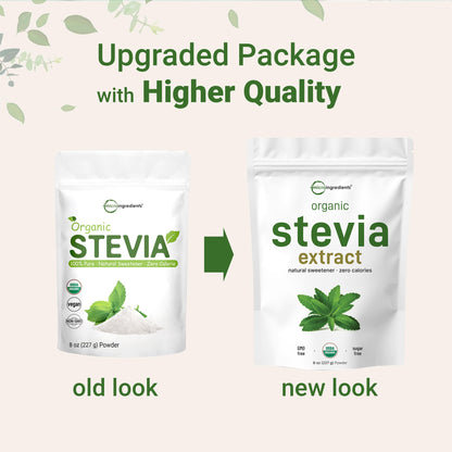 Pure Organic Stevia Powder 8 oz – Reb-A, Zero Calorie Keto Sweetener