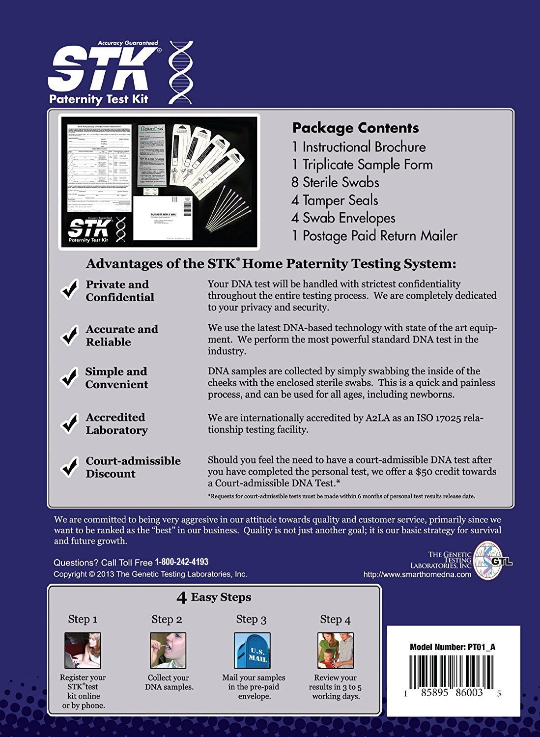 STK Paternity Test Kit – All Lab Fees Included, Free Return Mailer, 99.999% Accurate (2-Person)
