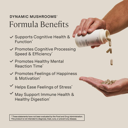 Stonehenge Dynamic Health Mushrooms 1,400 mg – 5 Mushroom Complex (Lion’s Mane, Reishi, Chaga, Maitake, Shiitake) – 60 Capsules