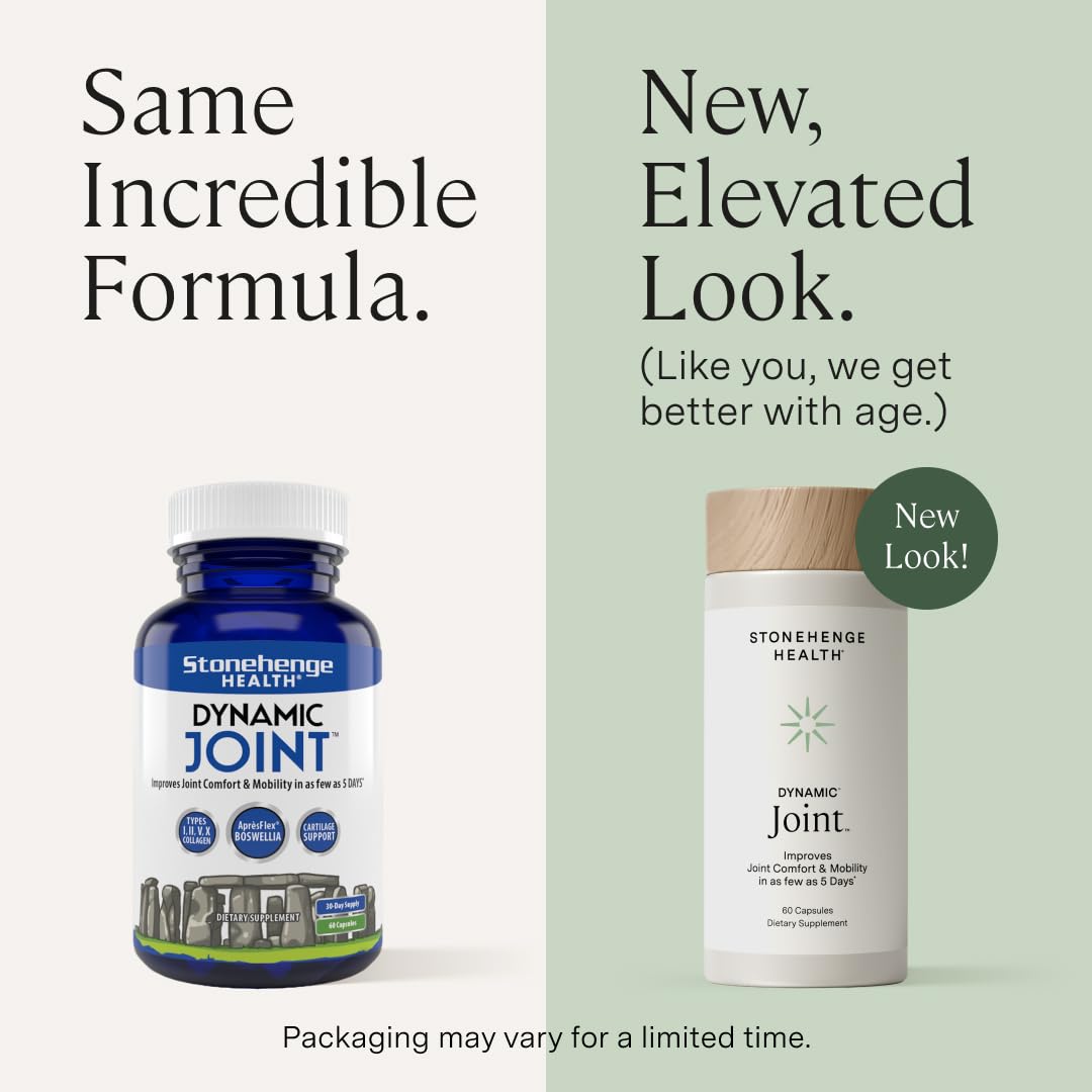 Stonehenge Health Dynamic Joint Health Supplement – Fast-Acting AprèsFlex Boswellia, Collagen & Turmeric – 60 Capsules
