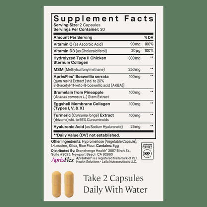 Stonehenge Health Dynamic Joint Health Supplement – Fast-Acting AprèsFlex Boswellia, Collagen & Turmeric – 60 Capsules