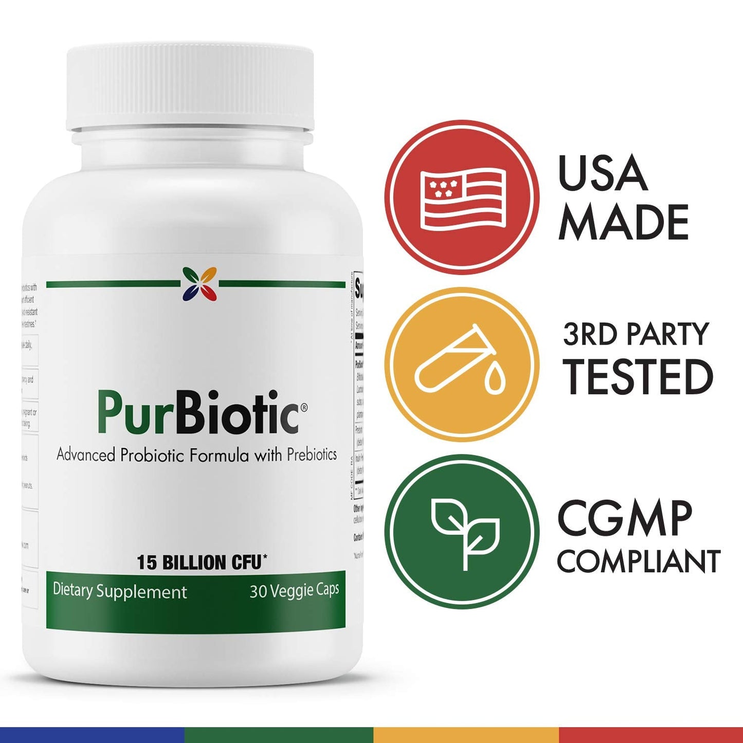 Stop Aging Now PurBiotic 15B CFU PROWPT – Probiotic with Prebiotics, 30 Veggie Caps