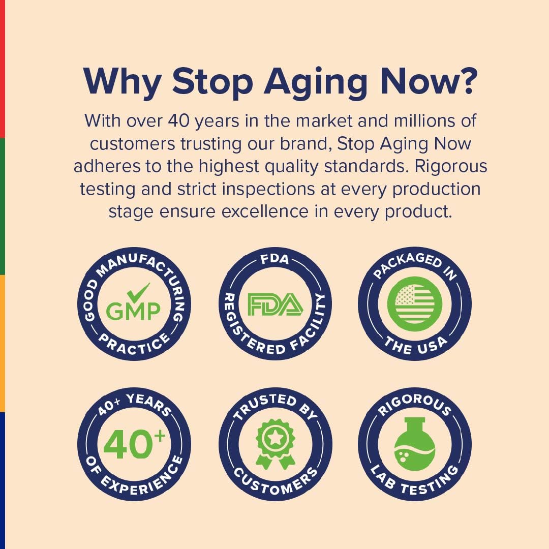 Stop Aging Now: Brain Energizer – 60 Veggie Caps | Advanced Complex with Lion's Mane, Bacopa & DMAE