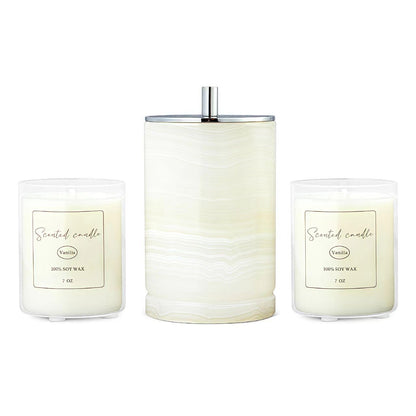 Story of Stone Refillable Marble Candle — Lemon & Vanilla Soy Wax with Glass Inserts