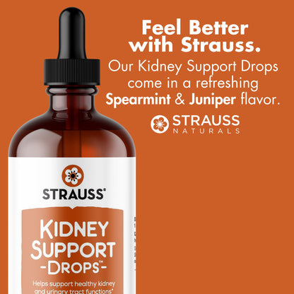 Strauss Naturals Kidney Support Drops for Men and Women – Vegan, Non-GMO, Spearmint Flavor, 225 ml