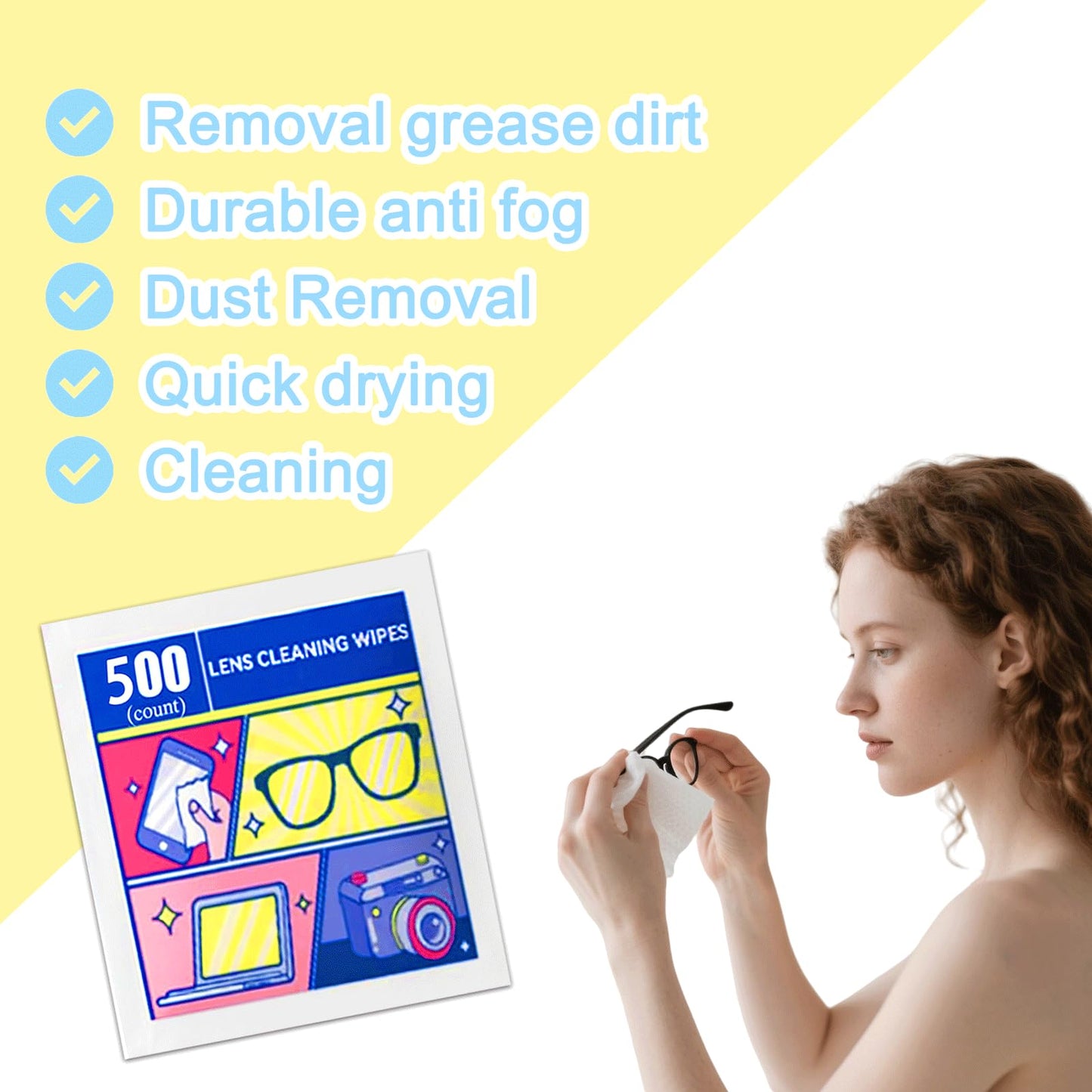 Lens Wipes for Eyeglasses & Screens – 500 Count, Gentle & Portable